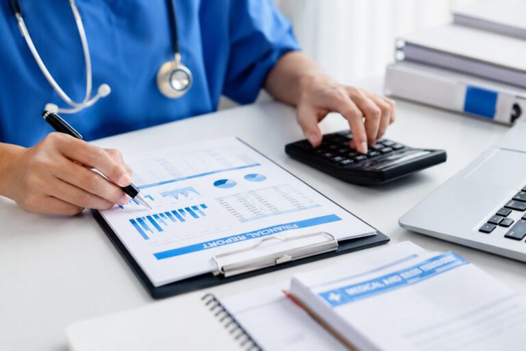 A woman at a hospital doing a revenue integrity audit
